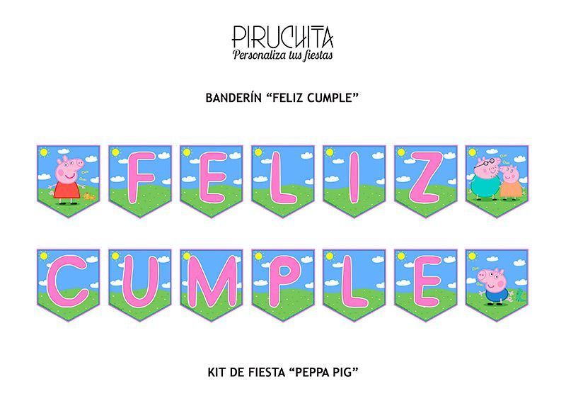 Piruchita Banderin Feliz Cumple Peppa Tienda