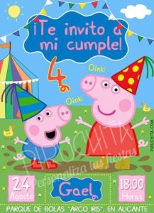 Invitacion De Cumpleaños De Peppa Pig Personalizable Premium Imprimir 1