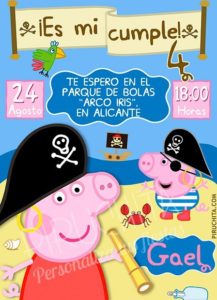 Invitacion De Cumpleaños De Peppa Pig Personalizable Premium Imprimir 3