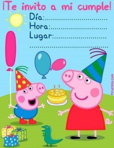 Invitación de cumpleaños Peppa Pig gratis