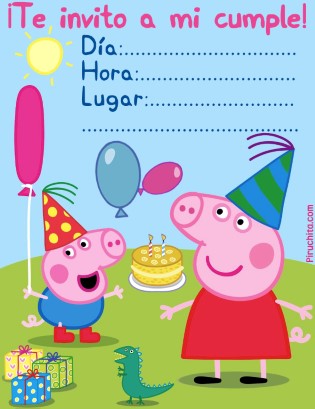 Plantilla., Peppa pig feliz cumpleaños, Invitaciones de cumpleaños de…