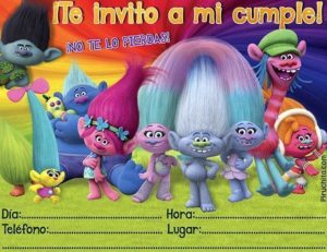 Invitación de cumpleaños Trolls 2016 gratis - 1