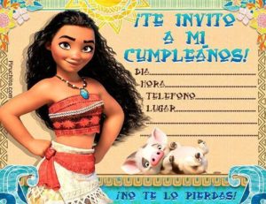 Invitaciones de cumpleaños Princesa Vaiana - Moana GRATIS