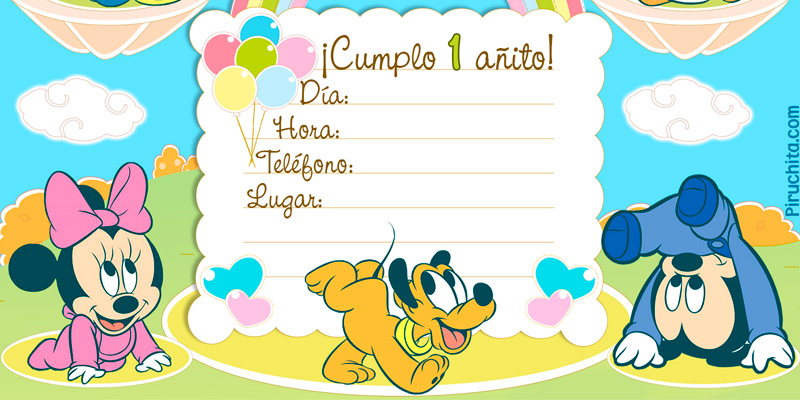 satélite productos quimicos Claire ▷ Invitacion de cumpleaños 1 año Mickey Baby 【GRATIS】