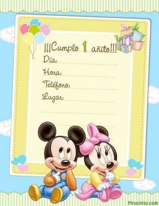 Invitaciones de primer cumpleaños Mickey Mouse Baby