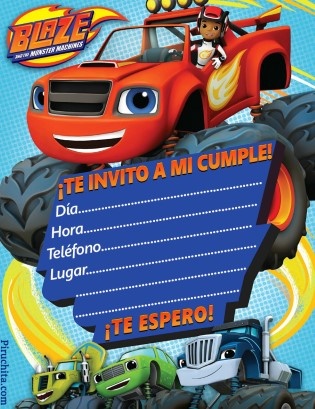 Invitación cumpleaños Blaze y los Monsters Machines