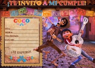 Invitacion Coco Disney Piruchita