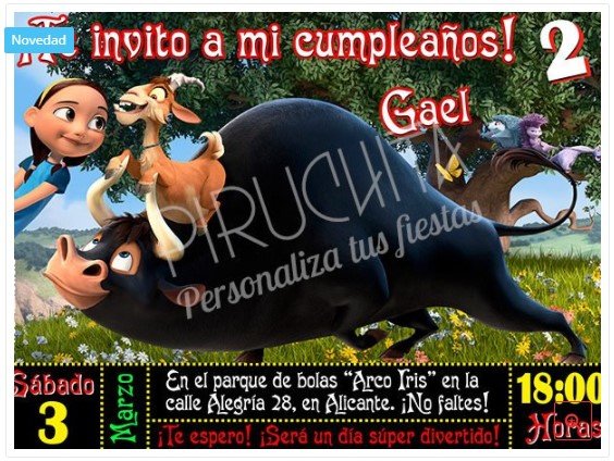 Invitación de cumpleaños Ferdinand personalizada 1