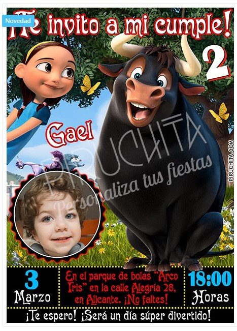 Invitación de cumpleaños Ferdinand personalizada 3