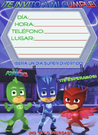 Invitacion Cumpleanos Pjmasks Gratis Piruchita