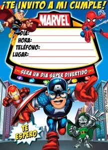 Invitación de cumpleaños de Superhéroes Marvel GRATIS