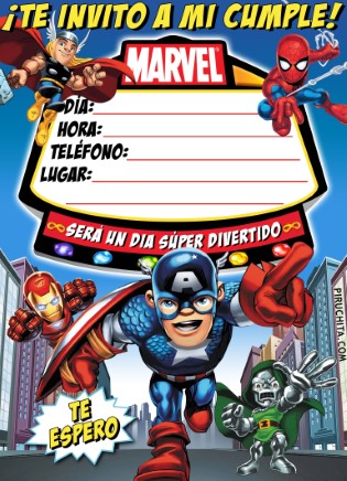 Invitacion Cumpleanos Super Heroes Gratis Piruchita