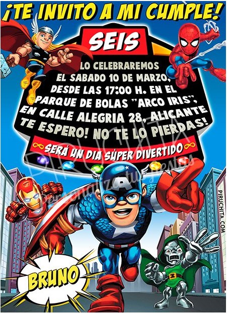 invitacion de cumpleaños de super heroes squad personalizada premium-1