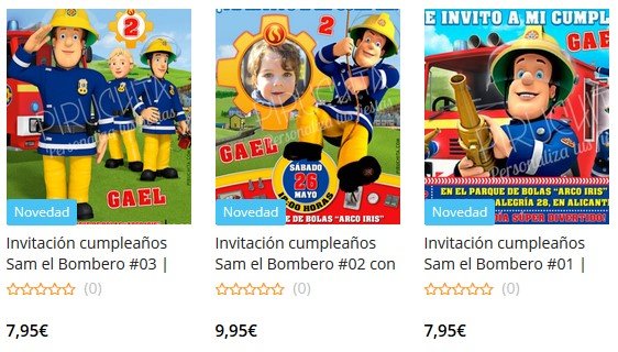 Invitaciones de cumpleaños de Sam el Bombero personalizadas para imprimir