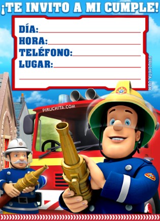 Invitacion Cumpleanos Bombero Sam Gratis Piruchita