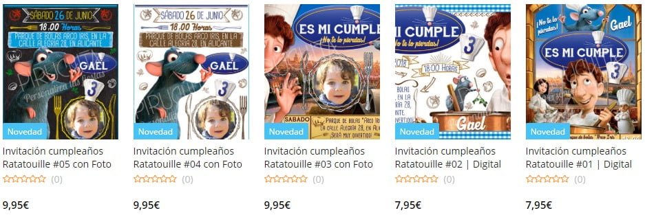 Invitacion cumpleanos ratatouille personalizada con foto premium online