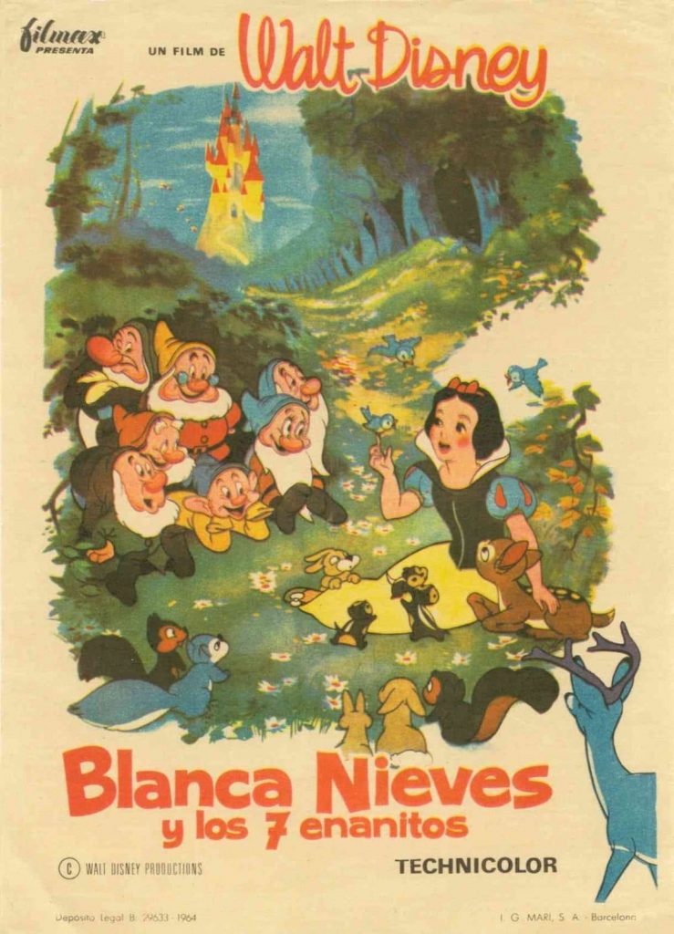 Cartel original de cine de Blanca Nieves y los 7 enanitos de Walt Disney