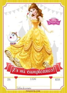 Bella Princess Disney Birthday Invitation