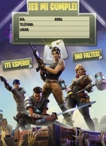 Invitación de cumpleaños de Fortnite personalizable gratis