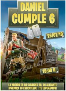 invitacion cumpleanos Fortnite premium 2