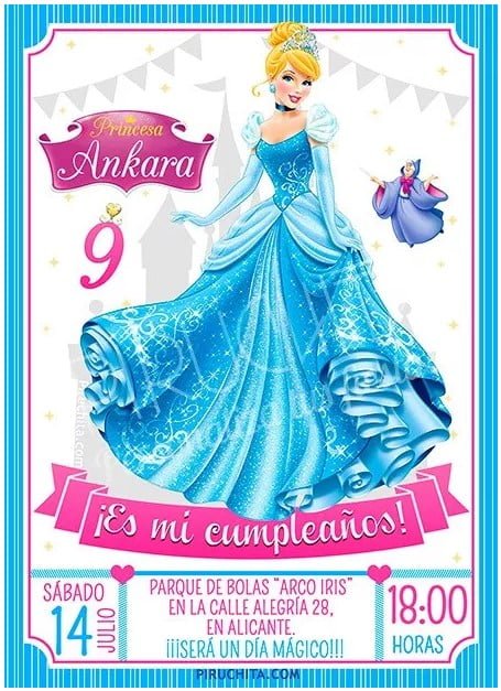 ▷ Invitación Cumpleaños de La Cenicienta【2021 GRATIS】