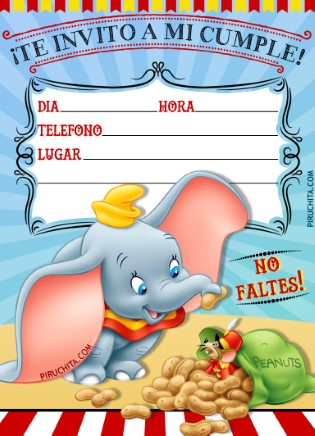Invitacion Cumpleanos Dumbo Gratis Piruchita