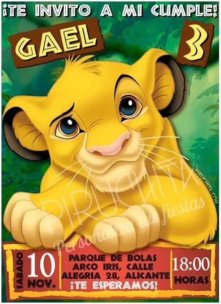 Invitación cumpleaños El Rey León 01