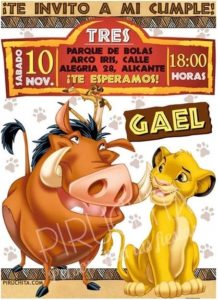 Invitación cumpleaños El Rey León 03
