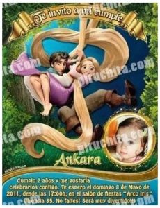 Invitacion De Cumpleaños Rapunzel Premium Personalizable 3