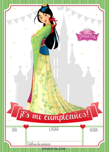Invitacion Cumpleanos Mulan Gratis Piruchita 490